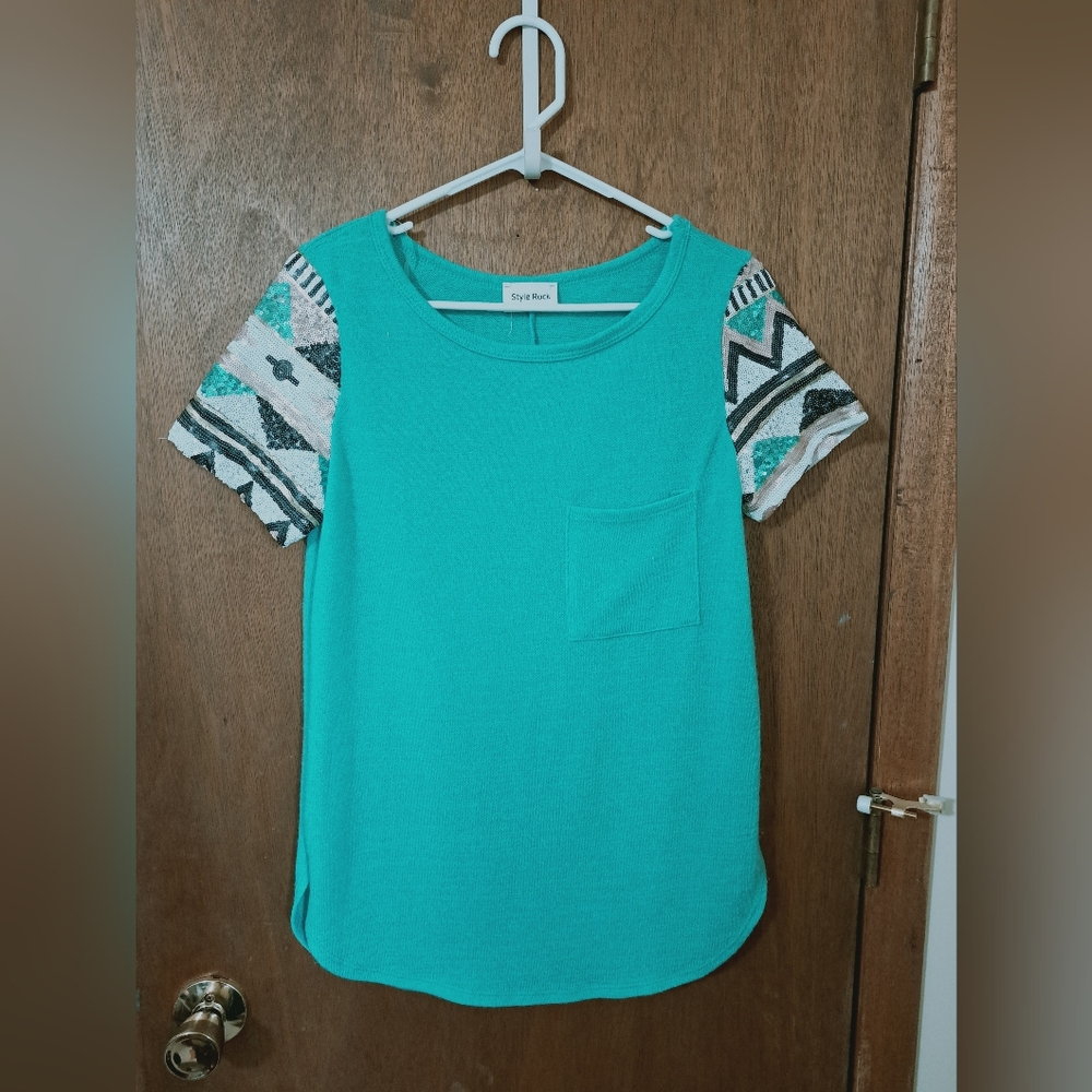 Style Rack Aztec Sequin shirt, small, NWOT